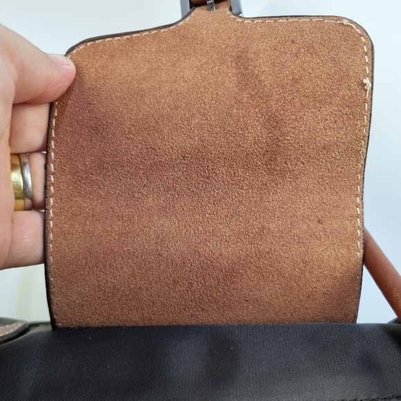 Hexagona Hand Bag Tote Leather Handles Amd Accents Silver Tone Hardwear - Picture 6 of 10